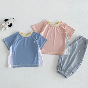 T-shirt garçon tendance à séchage rapide, nouveau style été 2026, haut color-block coréen cool pour bébé, pantalon enfant - Product Image 1