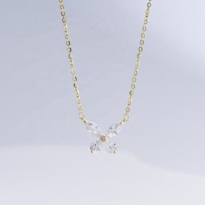 Collier rond en argent sterling 925 plaqué or 18 carats avec papillon délicat et pierre, pour filles, collection été 2026 - Product Image 2