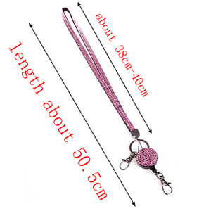 Sangle Lanière Id Bling Cristal Strass Diamant Rétractable <span class=keywords><strong>Cou</strong></span> Badge Clés Titulaire Téléphone Id Nom Travail Carte Bobine Clip <span class=keywords><strong>Porte</strong></span>-clés - Product Image 2