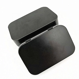 Vente en gros de petits emballages rectangulaires en métal noir argenté pour cadeau de bonbons à la menthe Mini boîtes/canettes à charnière pour bonbons Bijoux USB