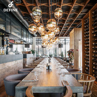 Projet commercial léger Ensemble complet de meubles de table et chaise de restaurant en bois et en cuir moderne de luxe