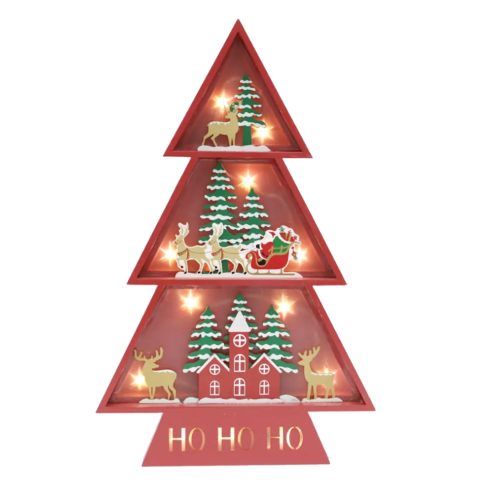 Noel ahşap led ışıkları masa dekorasyon noel ağacı noel baba ile orman geyik kilise festivali hediye kontrplak tarafından yapılan