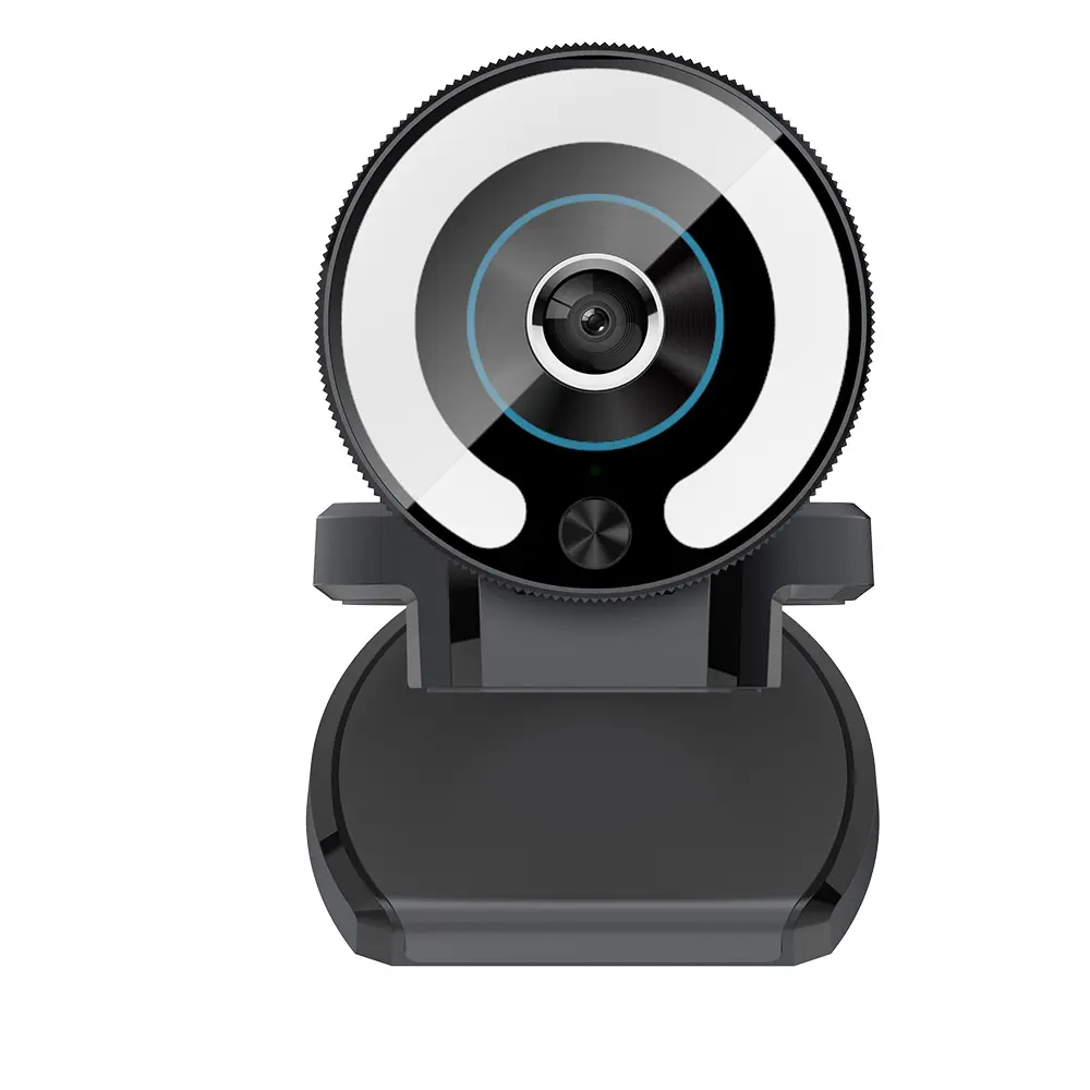 Kamera Web Fokus Tetap Webcam Full HD USB 1080P 60fps dengan Lampu untuk Siaran Langsung