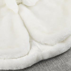 Girls <b>White</b> Plush Cape Coat Autumn Winter Kids <b>Fur</b> Shawl Vest Flower Collar <b>Dress</b> Wedding Costume - Product Image 4
