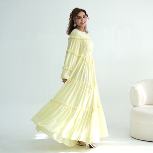Loriya 2026 Nouvelle Robe Musulmane Vêtements Islamiques Femme Abaya Robes Modestes É<span class=keywords><strong>l</strong></span>égantes en Mousseline de Soie Robe Longue à Volants Superposés pour Femme - Product Image 4