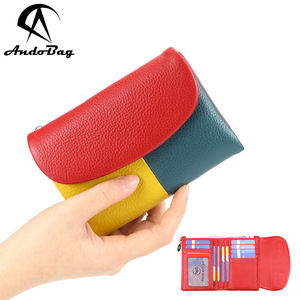 กระเป๋าสตางค์ AndoBag รุ่น Trendy สำหรับผู้หญิง, กระเป๋าใส่บัตรหลายช่อง, กระเป๋าหนังวินเทจแบบพับสามตอน, กระเป๋าใส่เหรียญเรียบง่าย รุ่น 1618 - Product Image 1