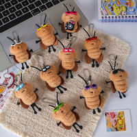 Porte-clés mignon en peluche de cafard de dessin animé, breloque pour sac à dos d'étudiant ou de couple, poupée animale, cadeau, porte-clés de voiture tendance, vente en gros