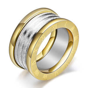 Stainless Steel 11mm Two Tone Cable <b>Ring</b> With Roman Numerals For Men Gift Jewelry - Product Image 2