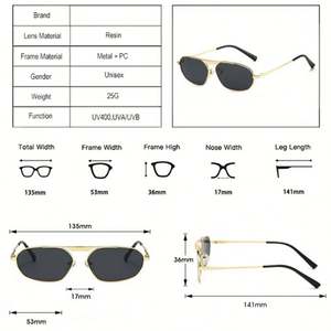 Gafas de Sol de Moda 2025 con Logotipo Personalizado, Forma Irregular Poligonal, Protección UV400, Montura Metálica Pequeña, Estilo Ojo de Gato para Mujer - Product Image 6