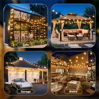 Guirlande de Noël pour extérieur en plastique étanche IP65, 15 m, 10 LED S14, 2700K blanc chaud, anti-éclatement, ampoule Edison, alimentation solaire/AC