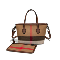 Tas Tote Clutch Wanita PU Bergaya Elegan Bertekstur Motif Kotak-kotak Minimalis Edisi Musim Panas 2026 dengan Lapisan Poliester.