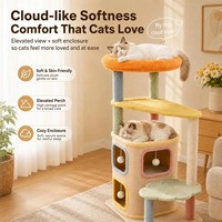 Vente en gros transfrontalière Arbre à chat d'hiver doublé polaire, couleur macaron, avec griffoir en sisal, lit pour chat mignon et panneau en bois