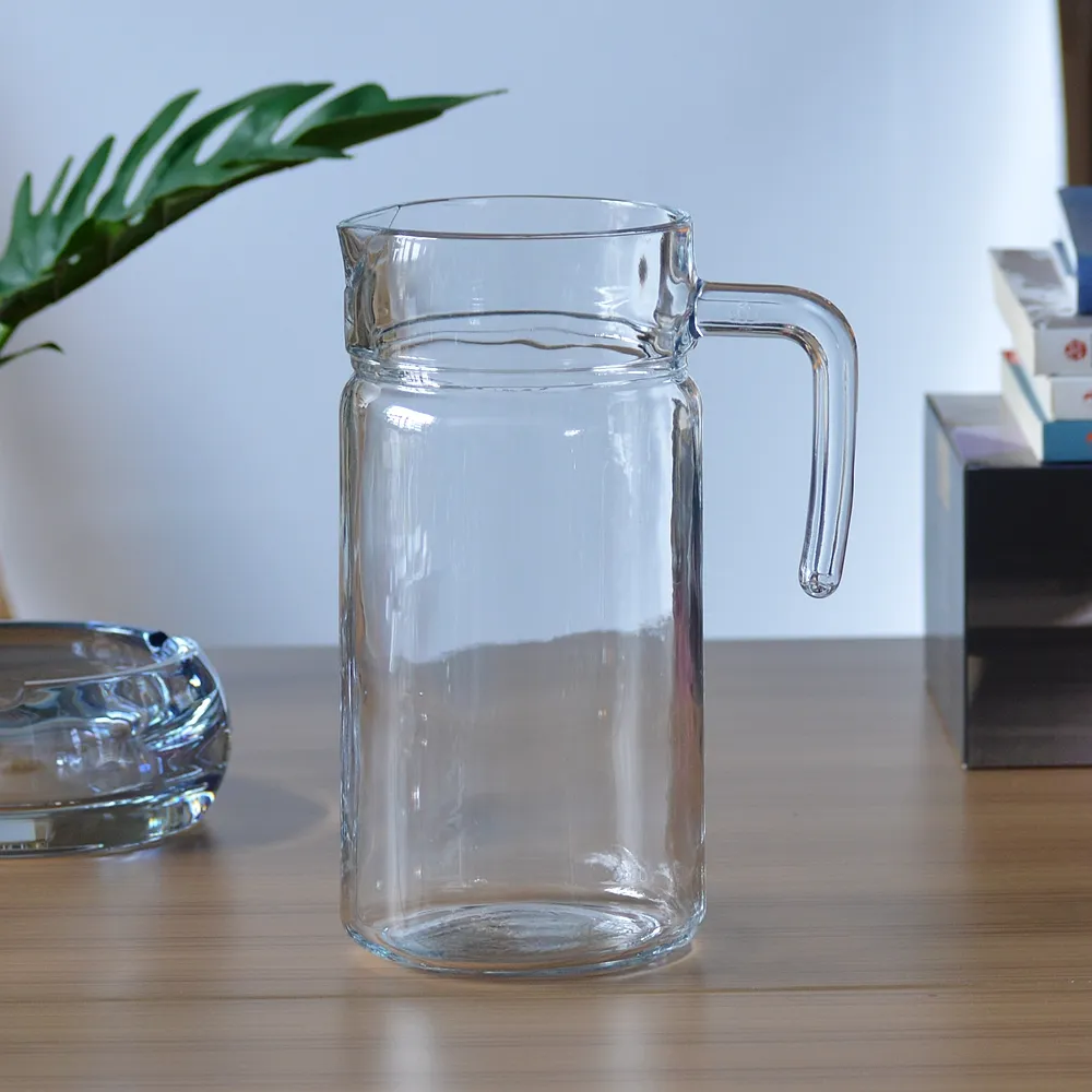 Jarra de agua de cristal transparente redonda, jarra de cerveza, 1800ml