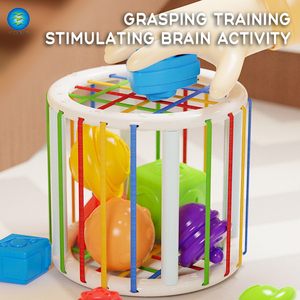 Giáo dục ABS đồ chơi Montessori cảm giác Cube Rattle trò chơi cho hình dạng SORTER với kết cấu quả bóng cảm giác bóng hoạt động - Product Image 3