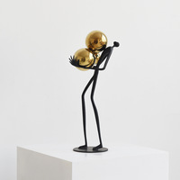 Escultura Abstracta Contemporánea de Bola Dorada Simple, Artesanía de Metal para Decoración del Hogar, Estatua de Lujo para Hotel