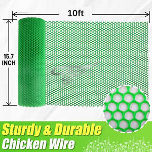 Rouleau de clôture en treillis métallique en plastique vert 15.7IN X 10FT Grillage de poulet en plastique pour volaille Poulet <span class=keywords><strong>Chiot</strong></span> Lapin Clôture en plastique florale - Product Image 2
