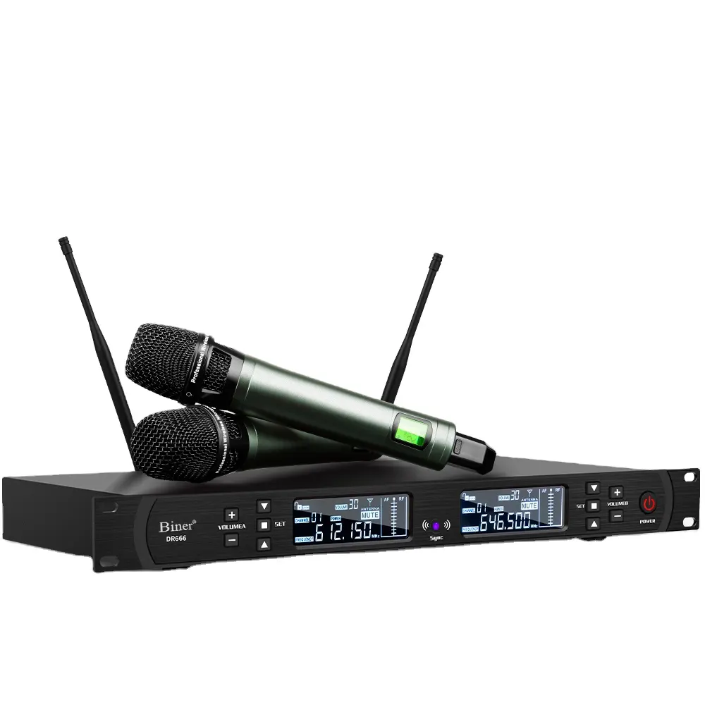 Biner Dr666 Professionele Draagbare Handheld Uhf Draadloze Microfoon Systeem Voor Zingen Karaoke