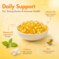 ODM OEM Capsules de Vitamine D3 K2 Naturelle en Gélules Molles Formule Personnalisée pour la Régulation du Calcium et le Soutien Immunitaire chez l'Adulte