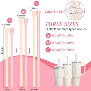 Reusable Silicone Straws for 40oz & 30oz Tumblers <b>Cup</b> Cleaning Brushes Adjustable Length Soft Drinking Straws for <b>Large</b> <b>Cups</b> - Product Image 3