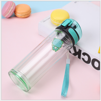 Bouteille d'eau en verre borosilicate portable à double paroi, ml, bouteille d'eau en verre avec couvercle gonflable pour la pratique sportive
