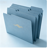 Carpeta de Presentación de Papel Texturizado con Lámina Dorada, Logotipo Plateado Personalizado, Carpeta de Papel Duro Azul y Negro, Carpeta de Papel Grueso Mate