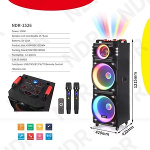 Ndr-1526 mới 8 knobs Big <span class=keywords><strong>Power</strong></span> P. M. p.0 3500W 12V/12Ah bằng gỗ Đôi 15 inch xách tay DJ Xe đẩy hộp loa - Product Image 5