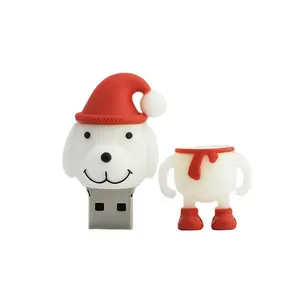 แฟลชไดรฟ์ USB หมวกสีแดงของขวัญคริสต์มาสของขวัญส่งเสริมการขายของขวัญคริสต์มาสรูปสุนัขยูเอสบีสติ๊ก2GB 4GB 8GB