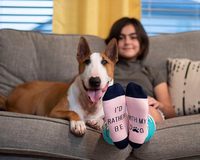 Chaussettes pour Amoureux des Chiens, Chaussettes Amusantes à Motifs d'Animaux, Motif de Chiot Mignon avec Empreinte de Patte et Semelle à Lettres pour les Propriétaires d'Animaux et Cadeau pour les Mamans de Chiens