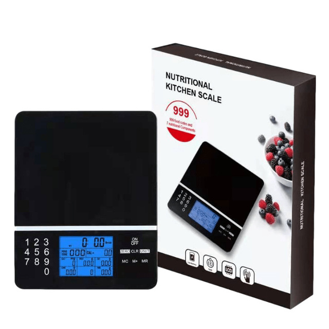 Top Selling High Accuracy 5kg 1g Smart Calorie Counter Food Kitchen Scale Large LCD Nutritional Calculator Glass Food Balance