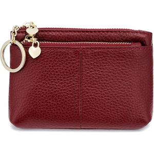 Portefeuille-bracelet en cuir marron pour femme, fermeture éclair minimaliste, décoration en forme de cœur, usage quotidien - Product Image 6