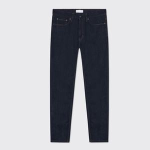 Jean slim homme en denim selvedge vintage bleu foncé non lavé, nouvelle mode populaire - Product Image 1