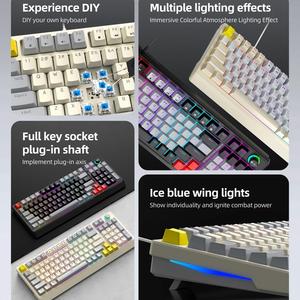 Clavier mécanique T50 personnalisé, disposition 100 %, éclairage RGB pour le gaming e-sport, avec bouton rotatif et touches interchangeables à chaud - Product Image 4