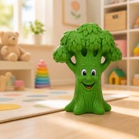 Jouet en PVC vert 7x6.5x11cm, arbre souriant, jouet doux à presser, jouet éducatif sur le thème de la faune sauvage, décoration de bureau pour enfants