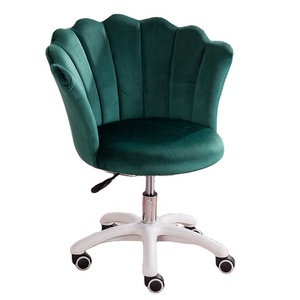 Fauteuil de bureau moderne pivotant avec roulettes, en tissu velours et base en fer, idéal pour chambre à coucher, coiffeuse, hôtel haut de gamme et salle de maquillage - Product Image 2