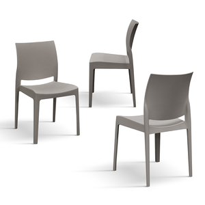 Ensemble de 4 chaises Alberto en polypropylène gris tourterelle pour intérieur et extérieur - Product Image 2