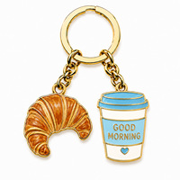 Porte-clés en émail personnalisé avec logo, mignon, pour café et petit-déjeuner, en métal, idéal pour les cadeaux de fête sur le thème du café