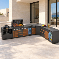 Station de cuisine extérieure multifonctionnelle en acier inoxydable SUS304 avec barbecue pour jardin