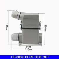Connecteur Rectangulaire Robuste à Base Haute, 4, 6, 8, 10, 16, 20, 24, 32, 48 Broches, Prise Aviation Étanche 16A, Sortie Latérale Supérieure