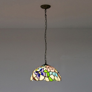 LongHuiJing Tiffany Stained Glass Pendant <b>LED</b> Medium Ceiling <b>Light</b> Single Bulb Fitting - Product Image 3