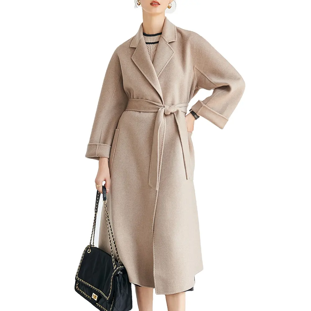 تصميم جديد معطف صوف درجة عالية من المصنع مخصص كلاسيكي معطف شتوي للنساء