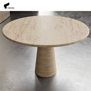 Tostone đương đại màu be tự nhiên travertine bền vòng bàn ăn cho đồ nội thất với kết cấu trang trí nội thất - Product Image 1