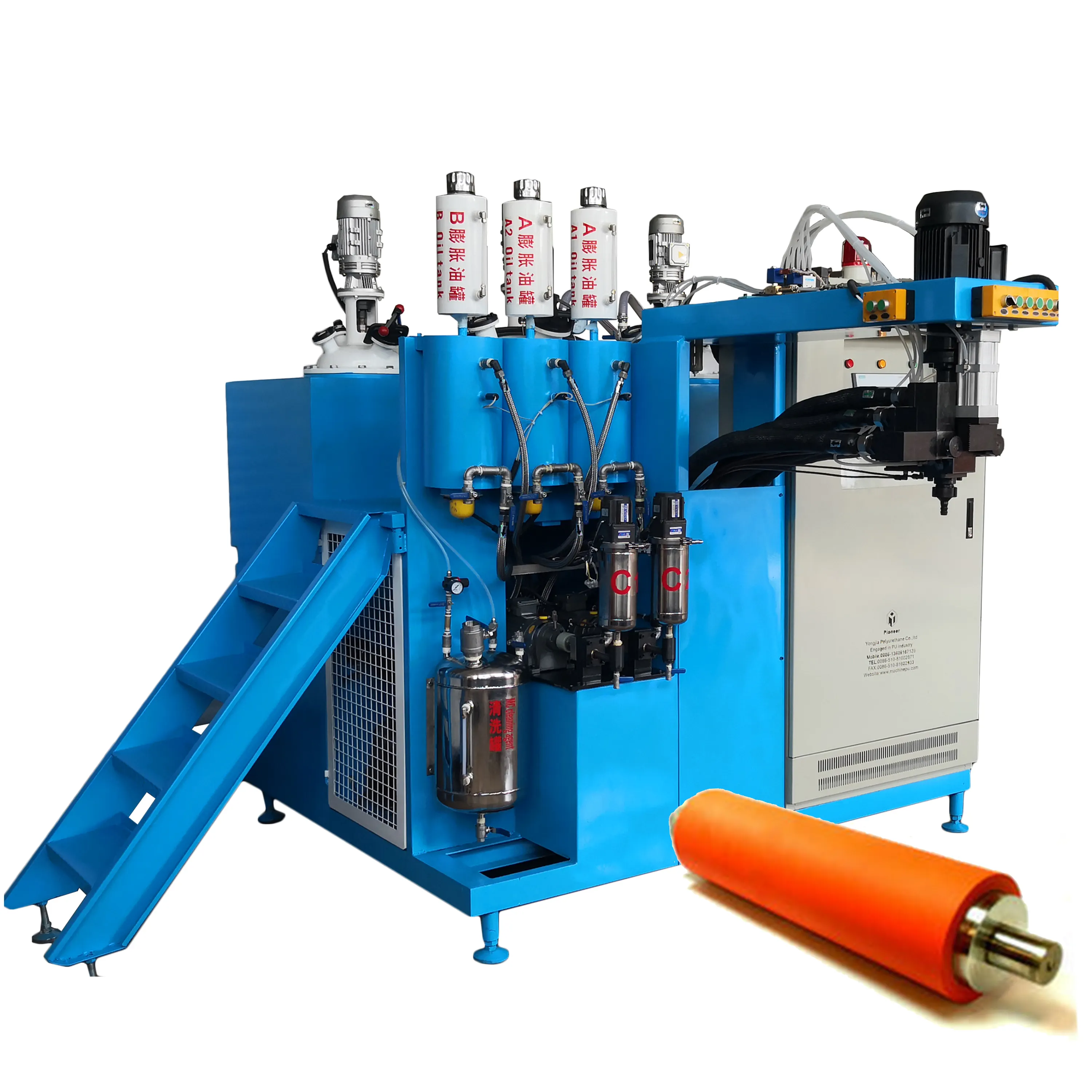 カスタムPU/ゴムコーティング工業用ローラーを作るためのPUポリウレタンエラストマー鋳造機