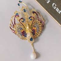 Broche vintage TIANSHE haut de gamme avec pompon phénix, cadeaux de fête pour femmes, mode, luxe, broche animale, vente en gros