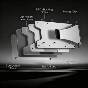 กระเป๋าสตางค์แบบหนีบเงินอะลูมิเนียมคาร์บอนไฟเบอร์พร้อมช่องใส่บัตร RFID ป้องกันการโจรกรรมข้อมูล  รุ่นปี 2026 สำหรับงานออกแบบแฟชั่น  รับผลิตจำนวนน้อย  พร้อมช่องใส่บัตรประชาชน และโลโก้สั่งทำได้ - Product Image 6
