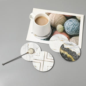 Sous-verres créatifs en céramique ronds blancs, noirs, bleus, verts, roses, gris, absorbants, antidérapants, séchage rapide, napperons de table, origine Suzhou - Product Image 1