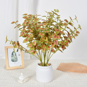Feuilles de pomme de terre artificielles Iroha en soie, branche de moins de 30 cm, pour décoration murale végétale - Product Image 4