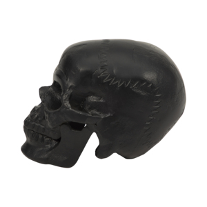 Moderna statuetta in metallo a forma di teschio per decorazioni per la casa, soggiorno, statue ornamentali, ideale per l'arredamento di bagno, ufficio e stanza. - Product Image 1