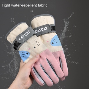 Damen Winter Warme Skihandschuhe Outdoor Radfahren Winddicht Wasserabweisend Hühnerfeder-Gefüttert Verdickte Niedliche Handschuhe - Product Image 2