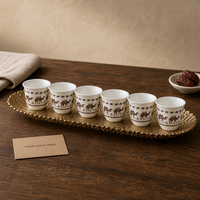 Ensemble de tasses à café arabes en céramique Finjan Cawa 60 ml sans anse, vente en gros, hôtel, restaurant, coffret cadeau, fournisseur OEM ODM