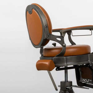 Silla de peluquero profesional <span class=keywords><strong>para</strong></span> hombre, silla de peluquero de cuero marrón con marco Belmont Salon, silla de peluquero <span class=keywords><strong>para</strong></span> barbería - Product Image 5